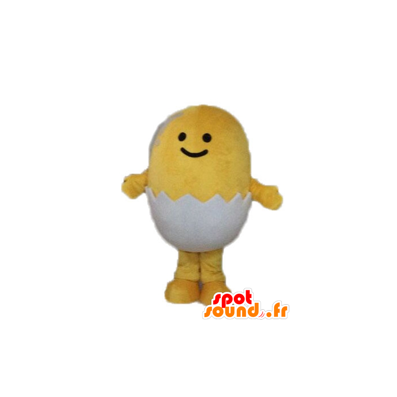 Pulcino giallo mascotte in un guscio - MASFR028546 - Mascotte di galline pollo gallo