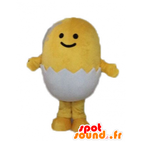 Pulcino giallo mascotte in un guscio - MASFR028546 - Mascotte di galline pollo gallo