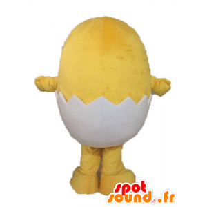 Mascotte de poussin jaune dans une coquille - MASFR028546 - Mascotte de Poules - Coqs - Poulets