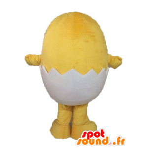 Geel kuiken mascotte in een shell - MASFR028546 - Mascot Hens - Hanen - Kippen