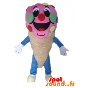 Cono mascotte ghiaccio rosa. mascotte di ghiaccio - MASFR028549 - Mascotte di fast food