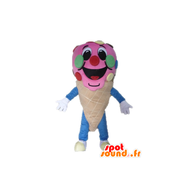 Cono mascotte ghiaccio rosa. mascotte di ghiaccio - MASFR028549 - Mascotte di fast food