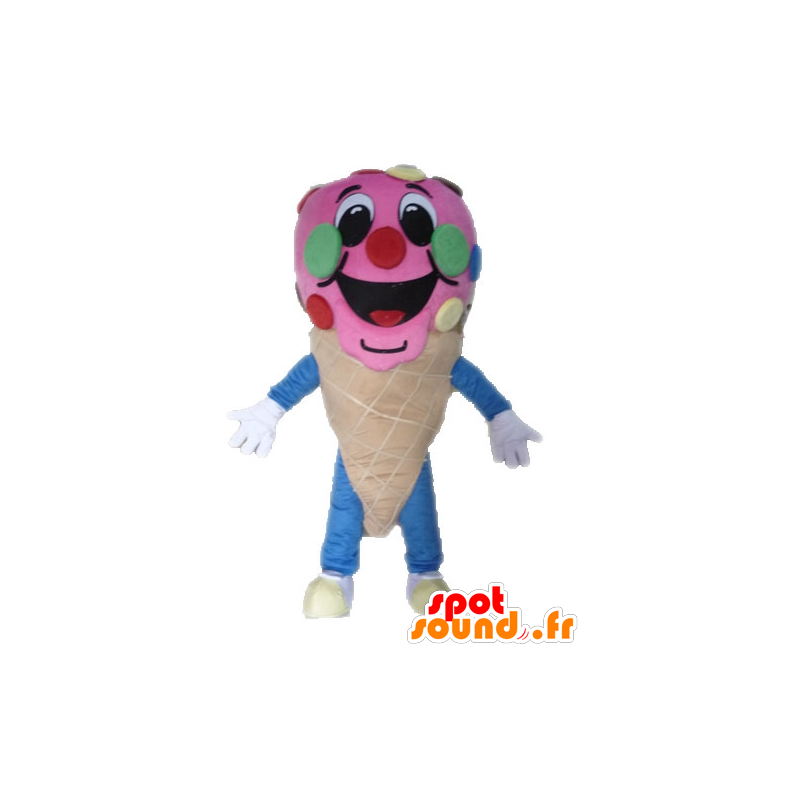 Mascotte de cornet de glace rose. Mascotte de glace - MASFR028549 - Mascottes Fast-Food