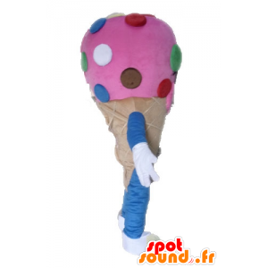 Mascotte de cornet de glace rose. Mascotte de glace - MASFR028549 - Mascottes Fast-Food