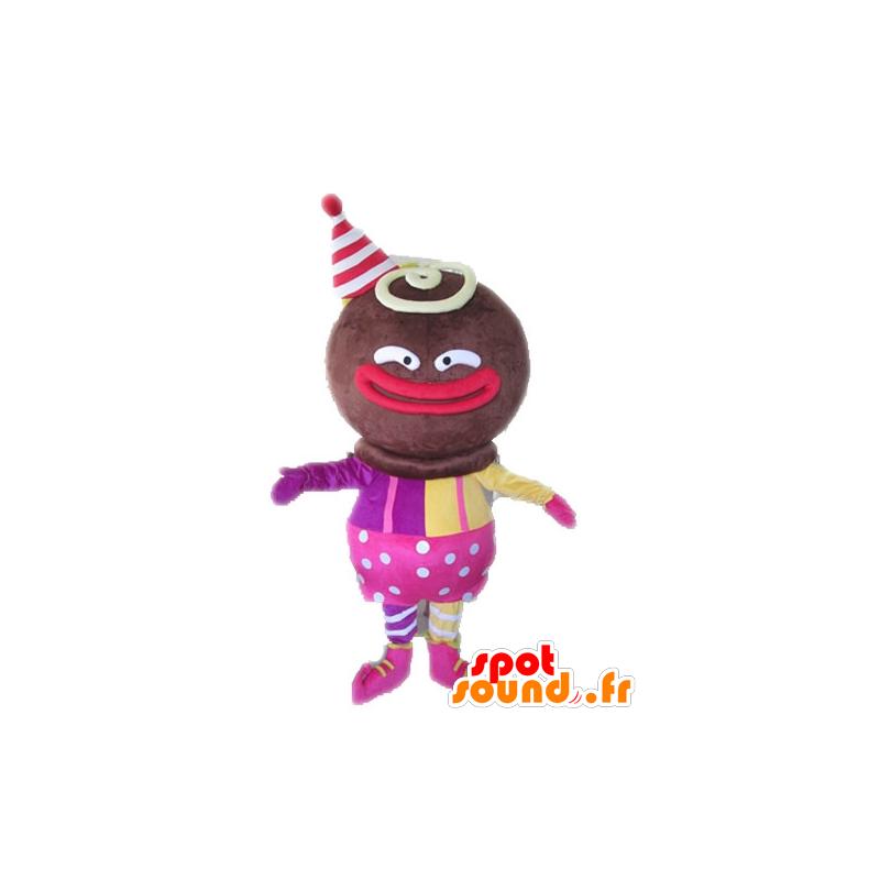Mascote caráter africano vestida de rosa e amarelo - MASFR028551 - Mascotes não classificados