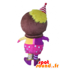 African tegnet maskoten kledd i rosa og gult - MASFR028551 - Ikke-klassifiserte Mascots