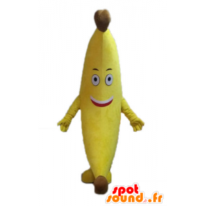 巨大な黄色いバナナのマスコット。エキゾチックなフルーツマスコット-MASFR028552-フルーツマスコット