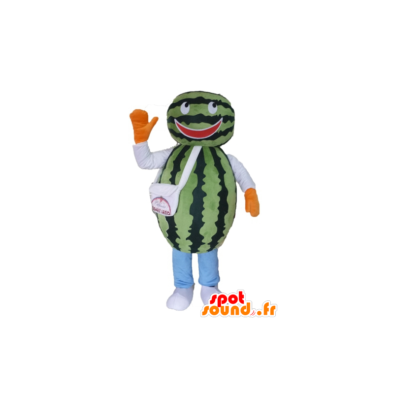 Mascot giant watermelon. green fruit mascot - MASFR028553 - Fruit mascot