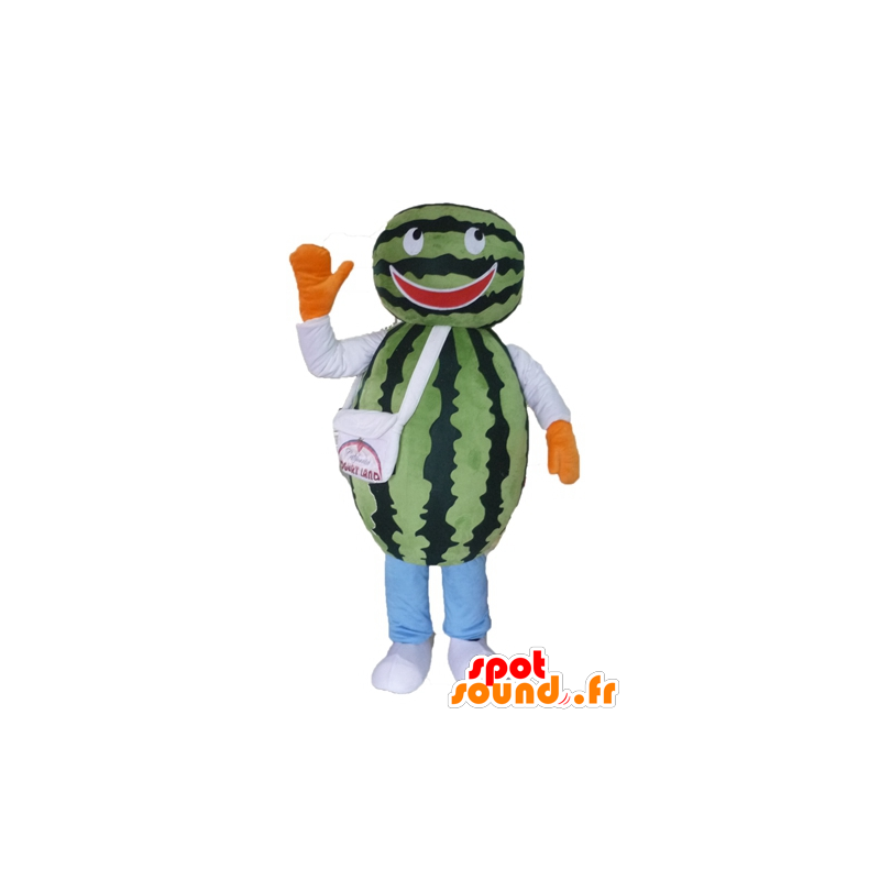 Kæmpe vandmelon maskot. Grøn frugt maskot - Spotsound maskot