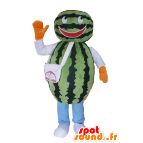 Mascot giant watermelon. green fruit mascot - MASFR028553 - Fruit mascot