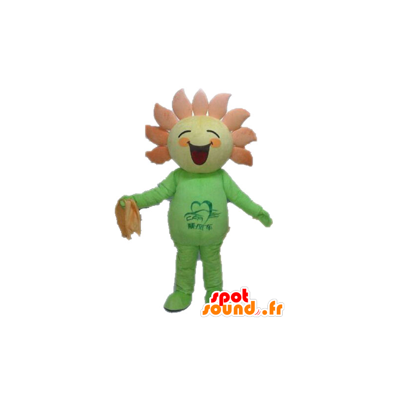 Mascotte de fleur jaune et orange géante. Mascotte de soleil - MASFR028556 - Mascottes non-classées