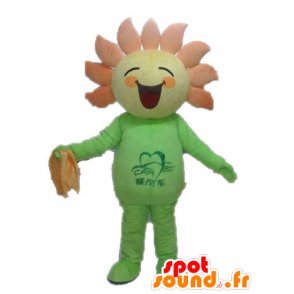 Yellow flower mascot and giant orange. Mascot sun - MASFR028556 - Mascots unclassified