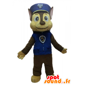 Brun hundemaskot i politiuniform - Spotsound maskot kostume