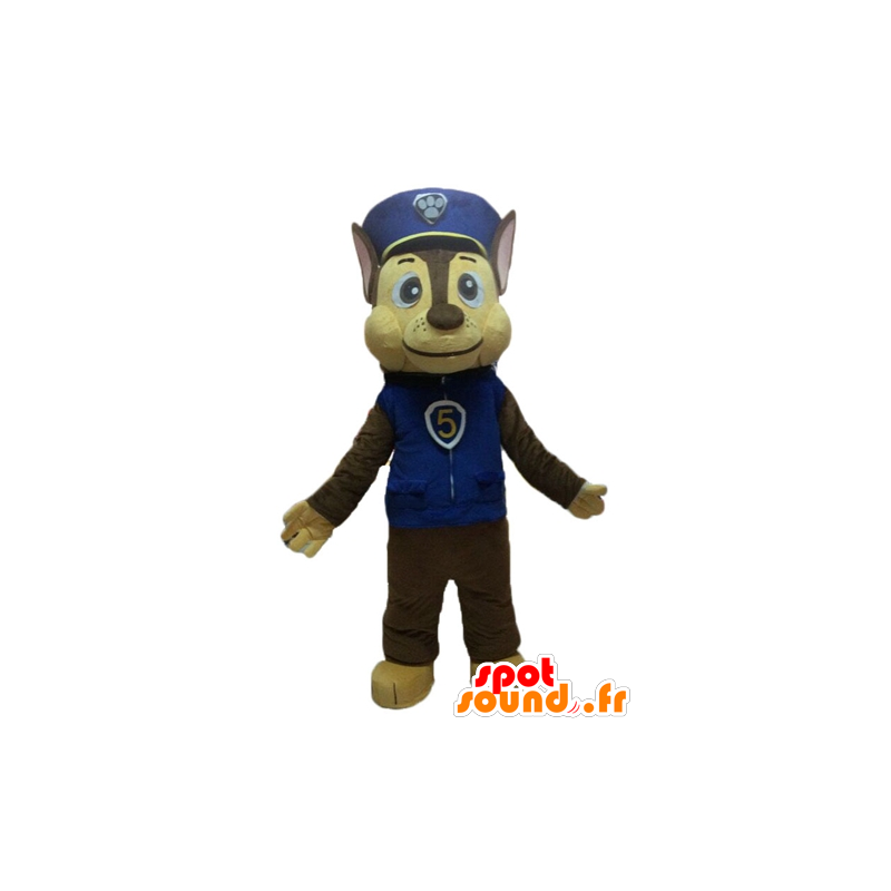 Brown dog mascot in police uniform - MASFR028557 - Dog mascots