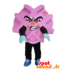 Roze en zwarte reclame mascotte. Mascot Waffle - MASFR028562 - Fast Food Mascottes