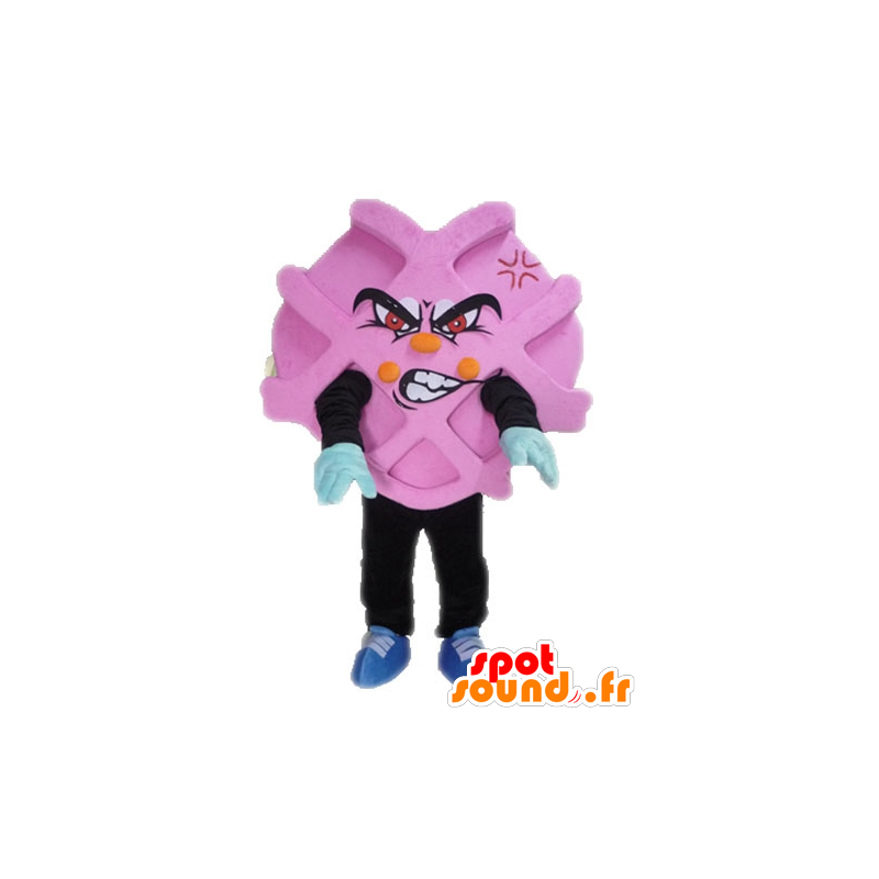 Rosa und schwarz Werbung Maskottchen. Mascot Waffel - MASFR028562 - Fast-Food-Maskottchen