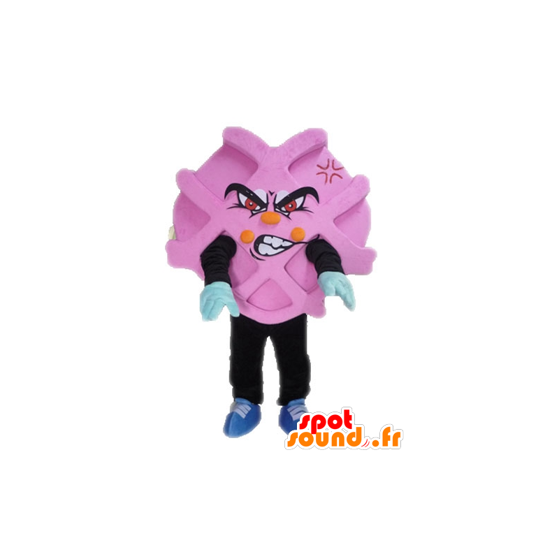 Roze en zwarte reclame mascotte. Mascot Waffle - MASFR028562 - Fast Food Mascottes