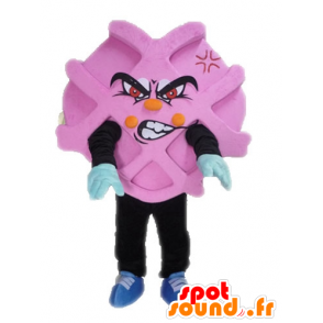 Rosa und schwarz Werbung Maskottchen. Mascot Waffel - MASFR028562 - Fast-Food-Maskottchen