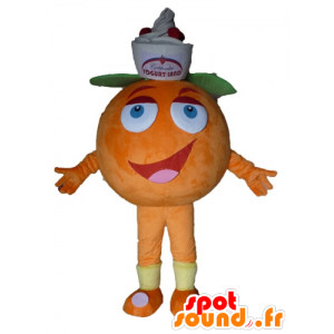 Jätte orange maskot. Fruktig efterrättmaskot - Spotsound maskot