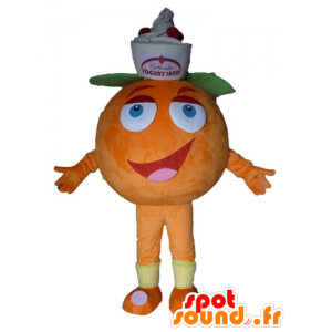 Kæmpe orange maskot. Frugtfuld dessertmaskot - Spotsound maskot