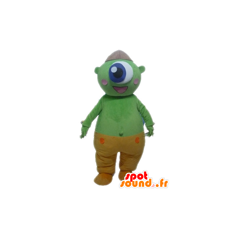 Green ulkomaalainen maskotti. Vihreä Kyklooppi Mascot - MASFR028567 - Mascottes de monstres