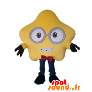 Mascot riesiger gelber Stern mit Brille - MASFR028568 - Maskottchen von Objekten