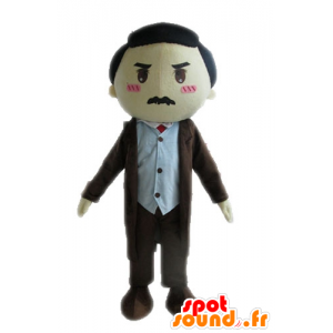 Mascotte d'homme en costume. Mascotte d'homme moustachu - MASFR028572 - Mascottes Homme