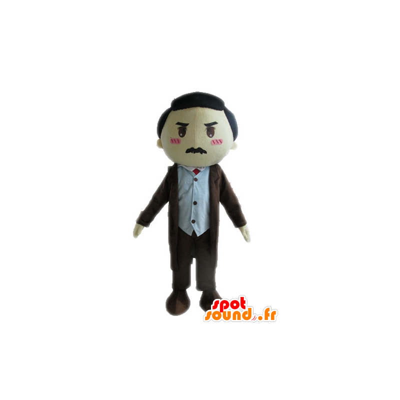 Maskottchen-Mann in einem Anzug. Mann Maskottchen Schnurrbart - MASFR028572 - Menschliche Maskottchen