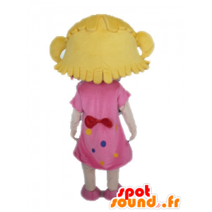 Blond jente med en rosa kjole Mascot - MASFR028574 - Maskoter gutter og jenter