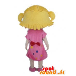 Blondes Mädchen mit einem rosafarbenen Kleid Maskottchen - MASFR028574 - Maskottchen-jungen und Mädchen