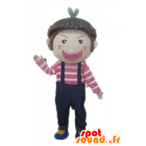 Mascot dreng i overalls. Børnemaskot - Spotsound maskot kostume
