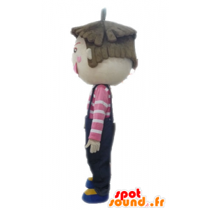 Maskottpojke i overaller. Barnmaskot - Spotsound maskot