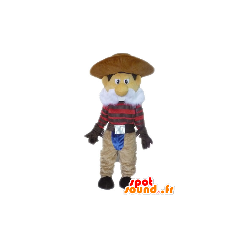 Mascotte de cow-boy moustachu en tenue traditionnelle - MASFR028576 - Mascottes Humaines