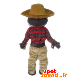 Mascotte de cow-boy moustachu en tenue traditionnelle - MASFR028576 - Mascottes Humaines