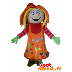 Maskot farverig pige med dreadlocks - Spotsound maskot kostume