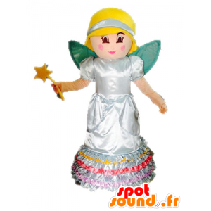 Mascotte de fée blonde. Mascotte de princesse avec des ailes - MASFR028581 - Mascottes Fée