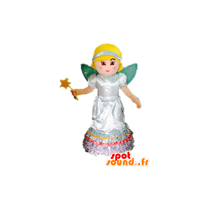 Mascotte de fée blonde. Mascotte de princesse avec des ailes - MASFR028581 - Mascottes Fée