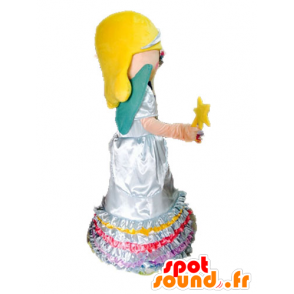 Mascot fata bionda. Principessa mascotte con le ali - MASFR028581 - Fata mascotte