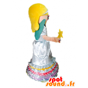 Mascotte de fée blonde. Mascotte de princesse avec des ailes - MASFR028581 - Mascottes Fée