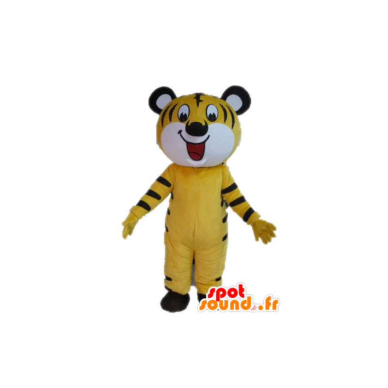 Mascotte de tigre jaune et noir. Mascotte de félin - MASFR028587 - Mascottes Tigre