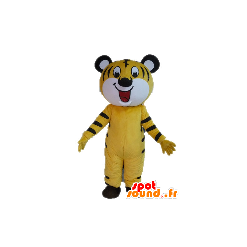 Mascot gelbe und schwarze Tiger. Katzen-Maskottchen - MASFR028587 - Tiger Maskottchen