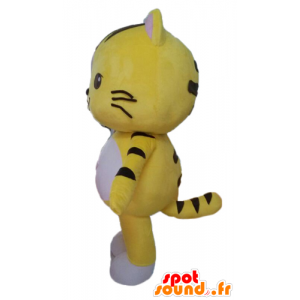 Cat Mascot amarelo, preto e branco. mascote do gatinho - MASFR028588 - Mascotes gato