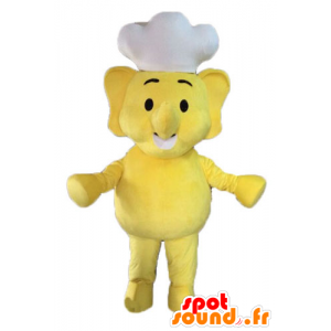 Μασκότ κίτρινο ελέφαντα. Cook μασκότ - MASFR028589 - Ελέφαντας μασκότ