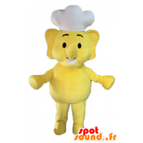 Mascotte d'éléphant jaune. Mascotte de cuisinier - MASFR028589 - Mascottes Elephant