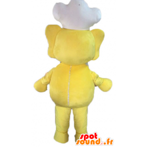 Mascotte d'éléphant jaune. Mascotte de cuisinier - MASFR028589 - Mascottes Elephant