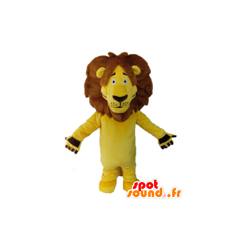 Gigante mascotte leone giallo. mascotte felina - MASFR028591 - Mascotte Leone