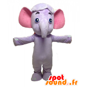 Mascotte d'éléphant violet et rose. Mascotte violette - MASFR028592 - Mascottes Elephant