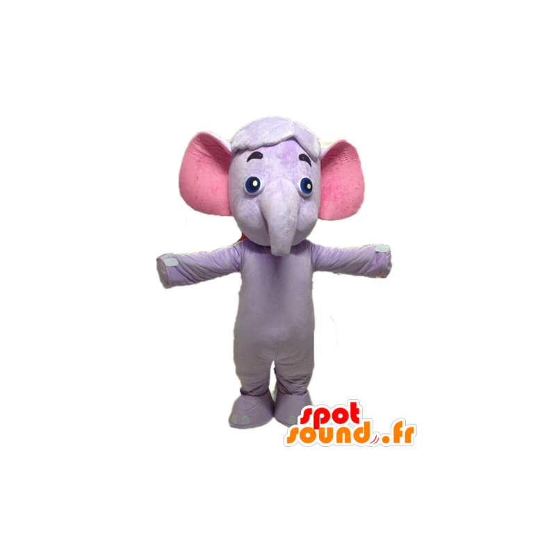 Μασκότ μωβ και ροζ ελέφαντα. βιολετί μασκότ - MASFR028592 - Ελέφαντας μασκότ