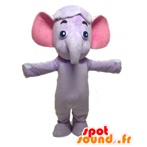 Μασκότ μωβ και ροζ ελέφαντα. βιολετί μασκότ - MASFR028592 - Ελέφαντας μασκότ