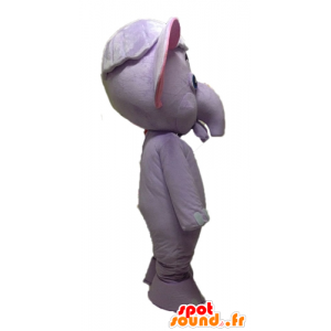 Mascotte paars en roze olifant. violet mascotte - MASFR028592 - Elephant Mascot